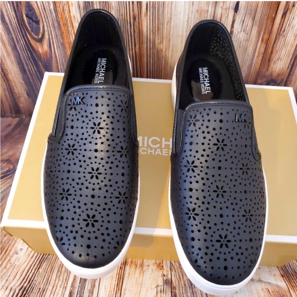 Michael Kors Trent Perforated Leather Slip-On Sneakers - Picture 4 of 5